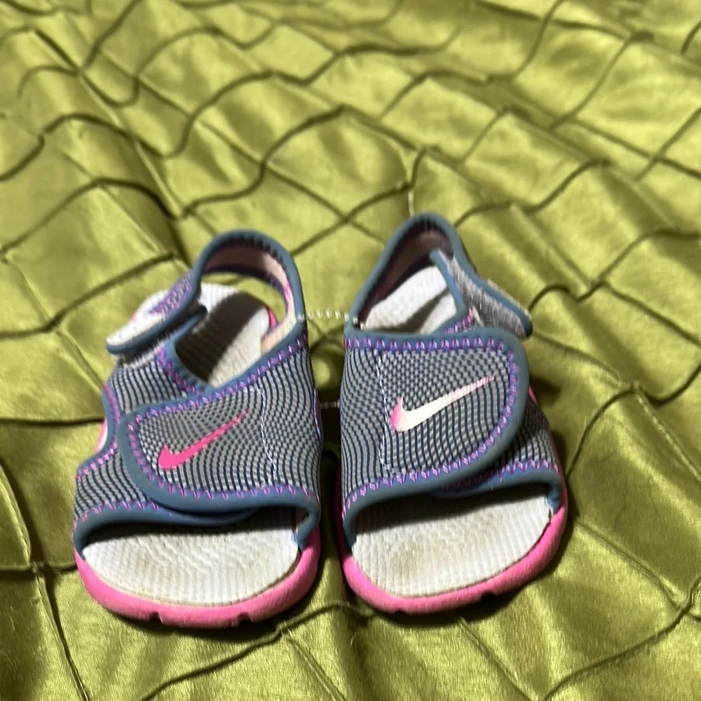 Nike Pink and Gray Toddler Sporty Sandals with Velcro Strap